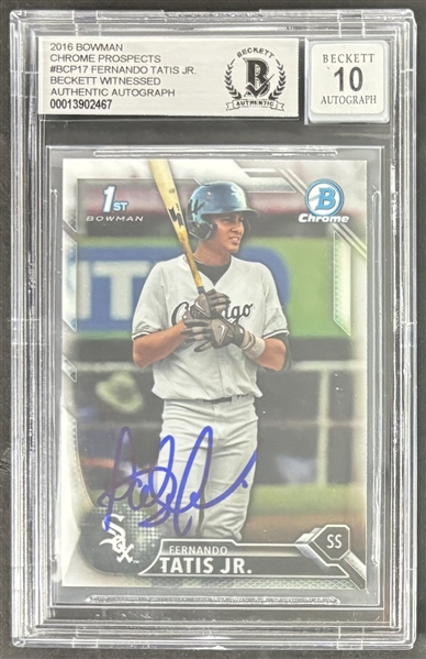 2016 Bowman Chrome Prospects Fernando Tatis Jr. Signed #BCP17 w/ Gem Mint 10 Auto! (Beckett/BAS Encapsulated)