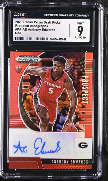 2020 Panini Prizm Draft Picks Prospect Autographs PA-AE Anthony Edwards Red Parallel (CGC Encapsulated) 