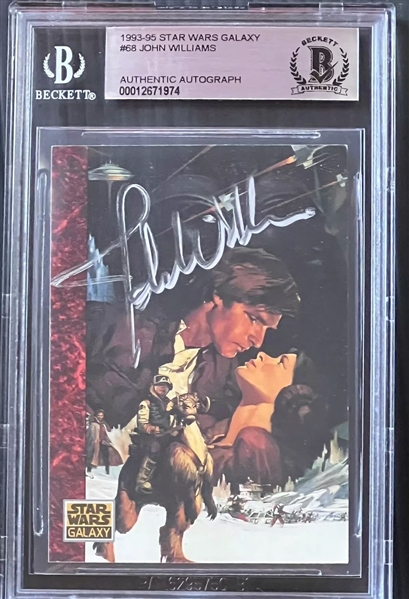 1993-95 Star Wars Galaxy #68 John Williams Signed Trading Card (Beckett/BAS Encapsulated)