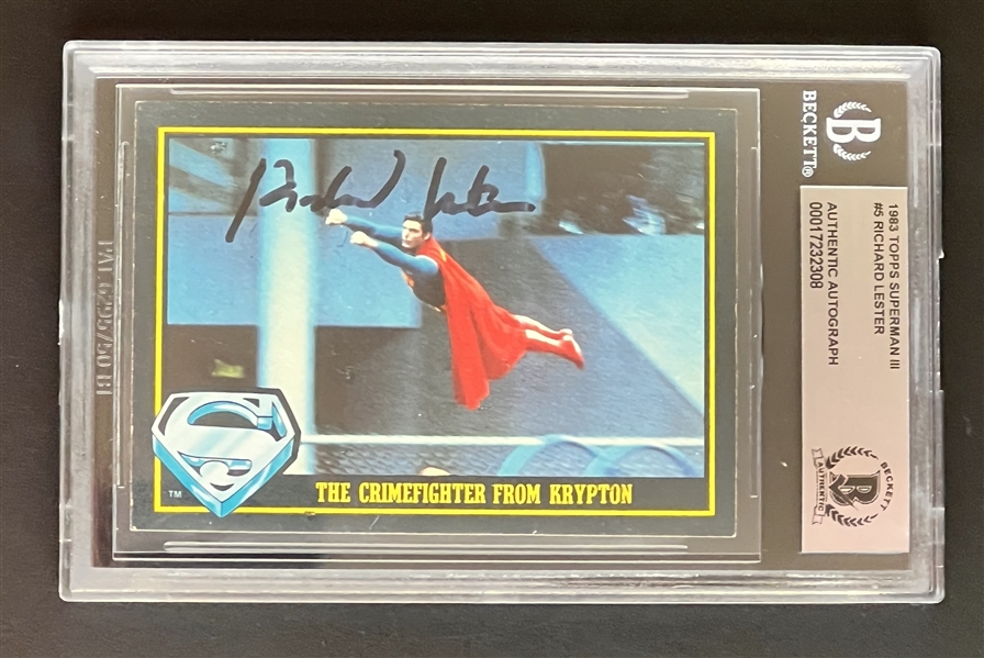 1983 Topps Superman III #5 Richard Lester Signed Trading Card (Beckett/BAS Encapsulated)