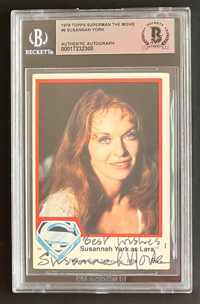 1978 Topps Superman The Movie #9 Susannah York Signed Trading Card (Beckett/BAS Encapsulated)