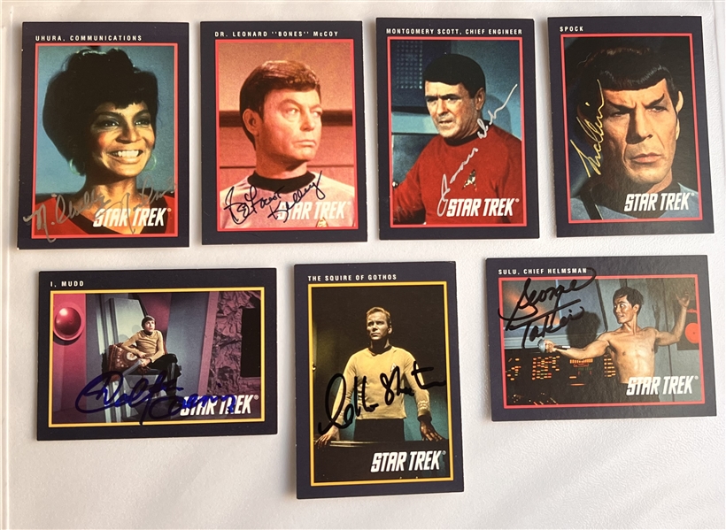 Star Trek Impressive 1991 Trading Card Lot w/ 7 Signed Cards Including Takei, Shatner, Minoy & More! (Third Party Guaranteed)