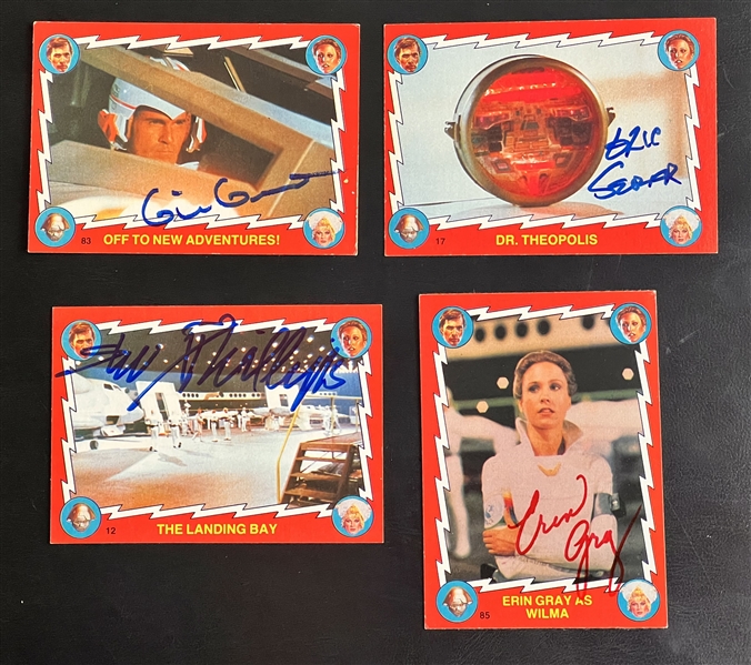 Buck Rodgers Lot of Four Signed Trading Cards w/ Gerrard, Server, Phillips, & Grey (Third Party Guaranteed)