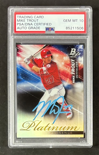 2018 Topps Bowman Platinum Presence TC Mike Trout Signed w/ Gem Mint 10 Auto!  (PSA Encapsulated)