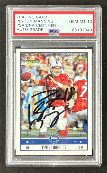 2005 Donruss Score #313 TC Peyton Manning Signed w/ Gem Mint 10 Auto!  (PSA Encapsulated)