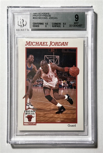 1991-92 Hoops #004 Prototype Card Michael Jordan (Beckett Grade 9 MINT Encapsulated)