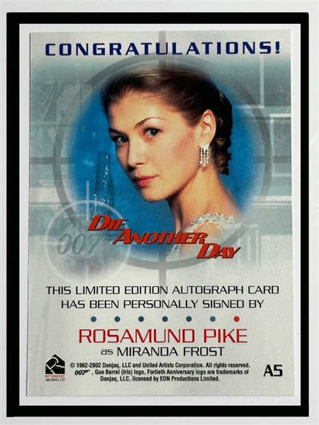 2002 Rittenhouse James Bond Die Another Day Auto Rosamund Pike - Miranda Frost (Third Party Guaranteed)