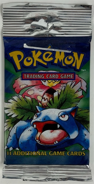 Sealed 1999 Pokemon Base Set Long Crimp Factory Sealed Pack w/ Venusaur Artwork 