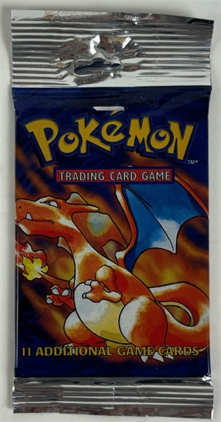 Sealed 1999 Pokemon Base Set Long Crimp Factory Sealed Pack w/ Charizard Artwork 