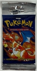 Sealed 1999 Pokemon Base Set Long Crimp Factory Sealed Pack w/ Charizard Artwork 