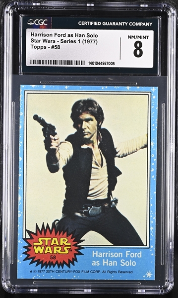 1977 Topps Star Wars Harrison Ford as Han Solo 58 Star Wars - Series 1 - Graded NM/Mint 8 (CGC Encapsulated) 