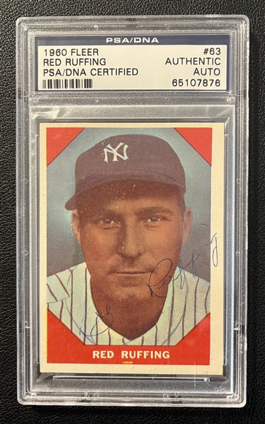 Red Ruffing Signed 1960 Fleer #63 New York Yankees Trading Card (PSA/DNA Encapsulated)