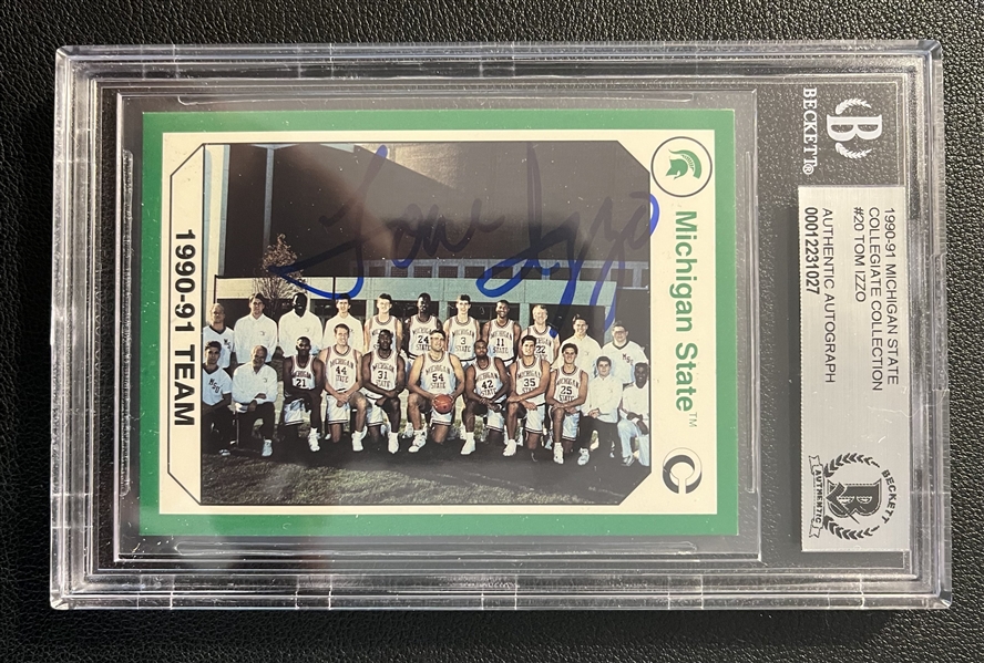 1990-91 Michigan State Tom Izzo Signed  Collegiate Collection Trading Card (Beckett/BAS Encapsulated)