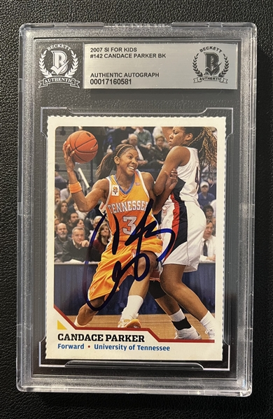 Candace Parker BK Signed 2007 SI For Kids #142 Trading Card (Beckett/BAS)