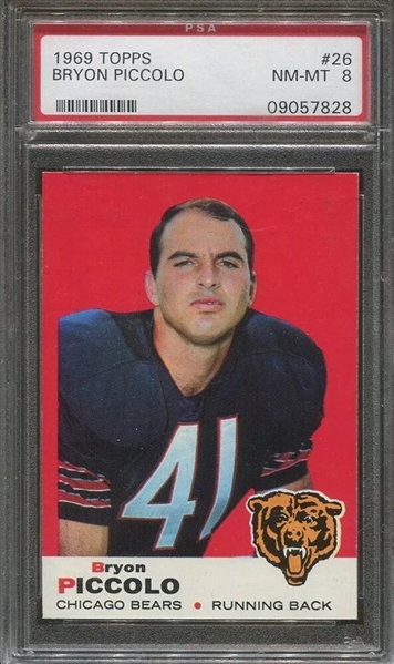 1969 Topps #26 Bryon (Brian) Piccolo Rookie Card - PSA NM-MT 8  (PSA Encapsulated)