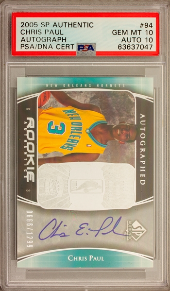 2005 SP Authentic #94 Chris Paul Signed  Rookie Trading Card w/ Gem Mint 10 Grades!  (PSA Encapsulated)