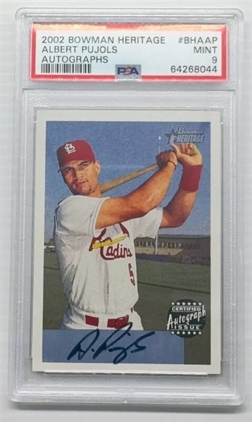 2002 Bowman Heritage Albert Pujols Autographs Graded Mint 9  (PSA Encapsulated)