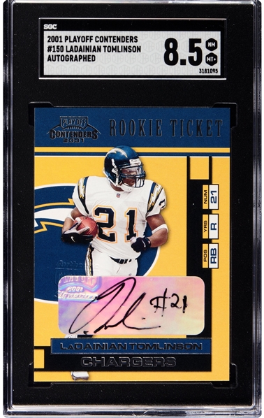 2001 Playoff Contenders Rookie Ticket #150 LaDainian Tomlinson Autographed /600 - SGC 8.5