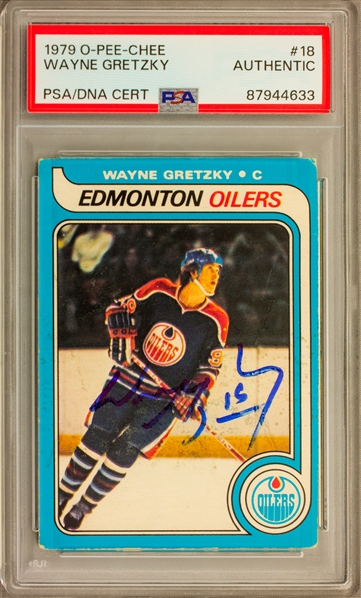 1979-80 O-Pee-Chee Wayne Gretzky Signed Rookie Card  (PSA Encapsulated)