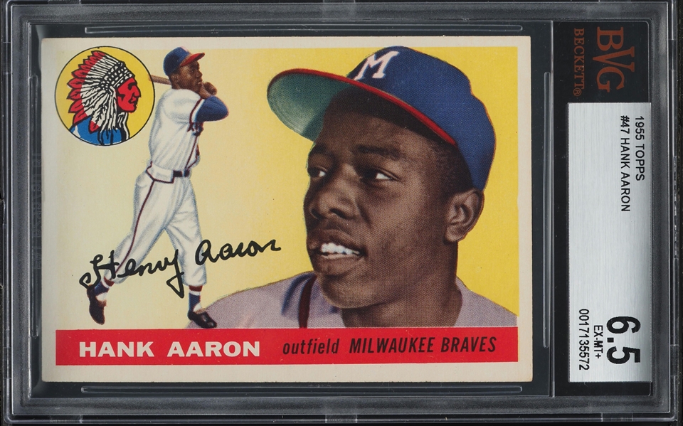 1955 Topps #47 Hank Aaron - BGS/BVG 6.5 w/ Excellent Centering! (Beckett/BAS Encapsulated)