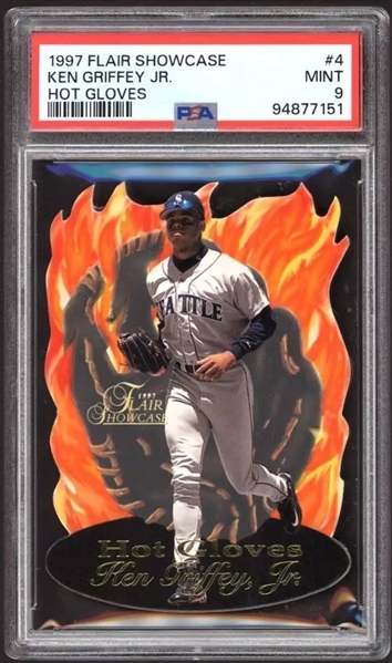 1997 Flair Showcase #4 Die Cut Hot Gloves Insert - Graded MINT 9!   (PSA Encapsulated)