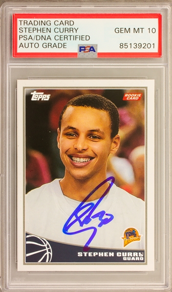 2008-09 Topps #321 Stephen Curry Signed Rookie Trading Card w/ Gem Mint 10 Auto!  (PSA Encapsulated)