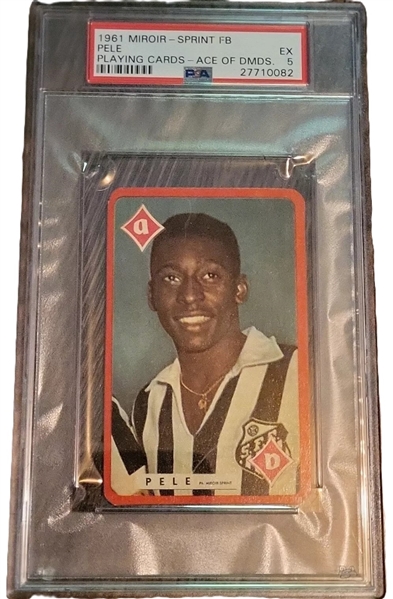 1960 Miroir-Sprint Football Playing Cards Pele (Ace Of Diamonds-Red) - PSA EX 5 POP 2!  (PSA Encapsulated)