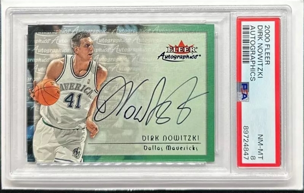 2000-01 Fleer Dirk Nowitzki Signed Autographics PSA 8  (PSA Encapsulated)