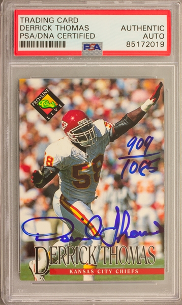 1994 Proline Live Derrick Thomas Signed  Trading Card  (PSA Encapsulated)