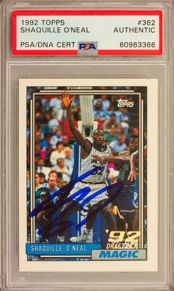 1992 Topps #362 Shaquille ONeal Signed  Rookie Trading Card  (PSA Encapsulated)