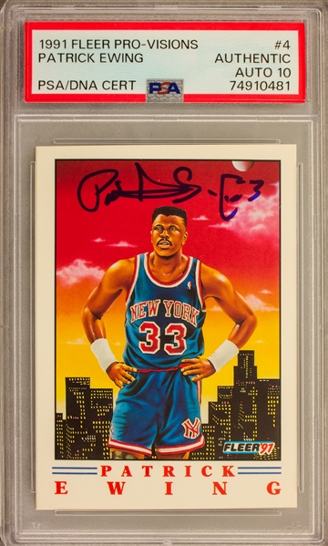 1991 Fleer Pro-Visions Patrick Ewing Signed Trading Card #4 w/ Gem Mint 10 Auto!   (PSA Encapsulated)