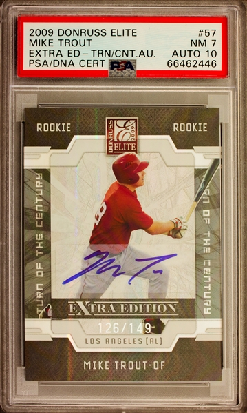 2009 Donruss Elite Extra ED #57 Mike Trout Signed Rookie Trading Card w/ Gem Mint 10 Auto! (PSA Encapsulated)