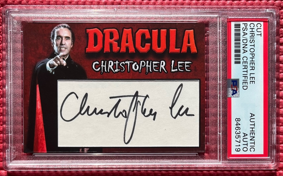 Dracula: Christopher Lee Signed Custom Trading Card (PSA Encapsulated)