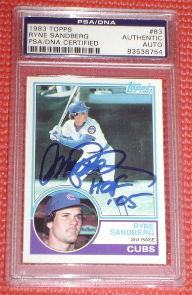 Ryne Sandberg Signed 1983 Topps #83 Trading Card (PSA Encapsulated)