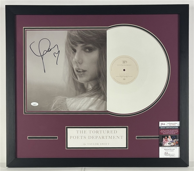 Taylor Swift Signed The Tortured Poets Department Album Cover in Framed Display w/ White Vinyl (JSA)