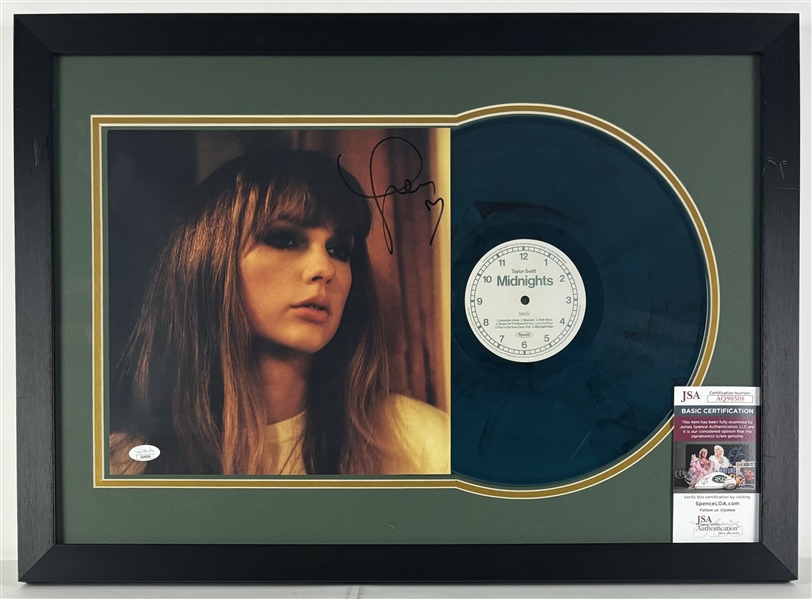 Taylor Swift Signed Midnights Album Cover in Framed Display w/ Vinyl (JSA)