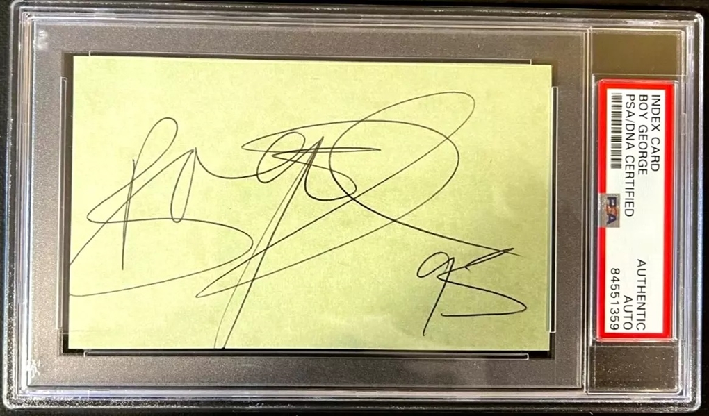 Culture Club: Boy George Signed 3" x 5" Index Card (PSA/DNA Encapsulated)(Beckett/BAS)