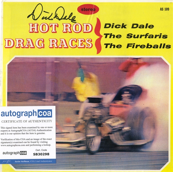 Dick Dale Rare Signed Album Cover (ACOA)