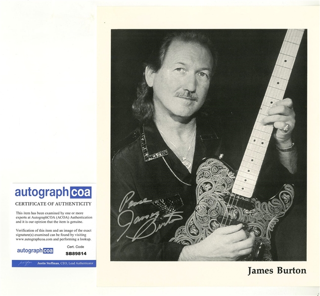 James Burton (Elviss Guitar Player) Signed 8" x 10" Photo (ACOA)