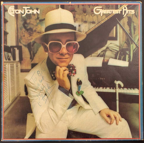 Elton John Signed & Inscribed "Greatest Hits" Album Cover (Beckett/BAS LOA)