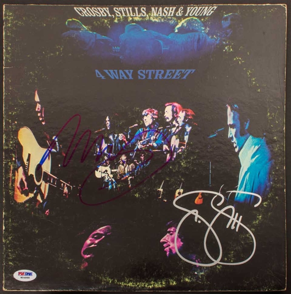 CSN: Neil Young & Stephen Stills Dual Signed "4 Ways Street" Album Cover (PSA/DNA LOA)