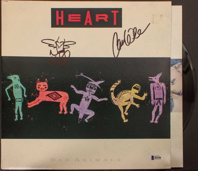 Heart: Ann & Nancy Wilson Signed "Bad Animals" Album Cover w/ Vinyl (Beckett/BAS)