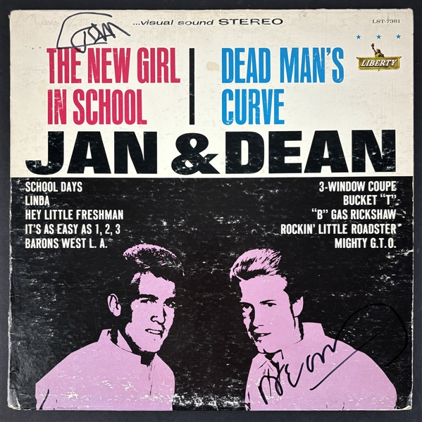 Jan & Dean Signed "The New Girl In School / Dead Mans Curve" Album Cover (Epperson/REAL LOA)