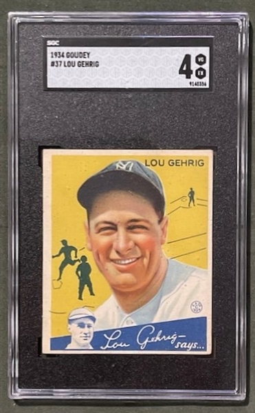 1934 Goudey #37 Lou Gehrig (SGC Graded VG-EX 4)