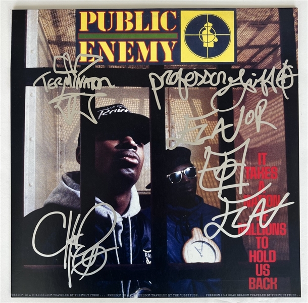 Public Enemy RARE Group Signed "It Takes a Nation..." Album Cover w/ 4 Signatures! (JSA Witnessed)(Ulrich Collection)