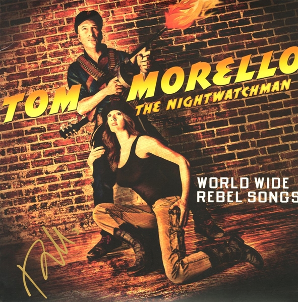 Tom Morello Signed "World Wide Rebel Songs" Album Cover (ACOA)