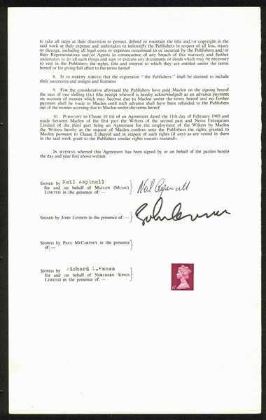 John Lennon & Neil Aspinall Historic Dual-Signed Publishing Document for "Everybodys Got Something to Hide"