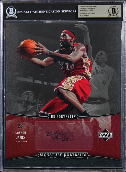 Lebron James Signed 2005 UDA 8" x 10" Signature Portraits #LJ2 with Beckett/BAS Graded GEM MINT 10 Auto! (Beckett/BAS Encapsulated)