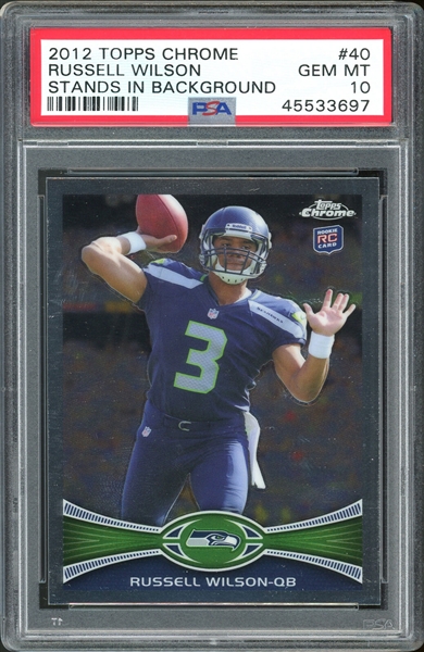 Russell Wilson 2012 Topps Chrome #40 Rookie Card PSA Graded Gem Mint 10!