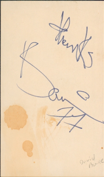 David Bowie Vintage Signed Index Card with Early Autograph (c. 1977)(Beckett/BAS LOA)